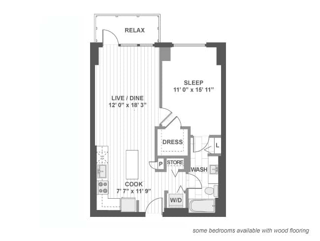 A370 floor plan, 1 Bedroom, 1 Bathroom at AMLI Lofts apartments