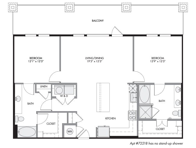 C6X floor plan, 2 Bedroom, 2 Bathroom at AMLI South Shore apartments