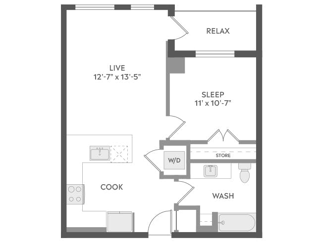 A2 floor plan, 1 Bedroom, 1 Bathroom at AMLI Golden Triangle apartments