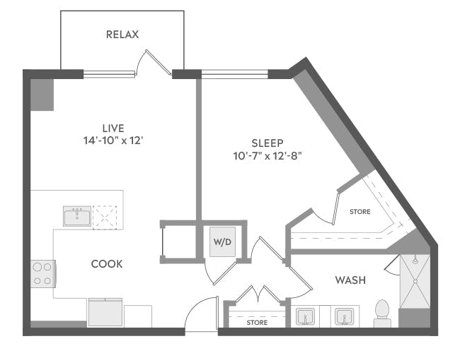 A3d floor plan, 1 Bedroom, 1 Bathroom at AMLI Golden Triangle apartments