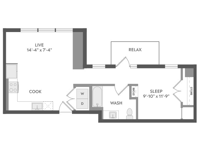 E2a floor plan, Studio, 1 Bathroom at AMLI Golden Triangle apartments