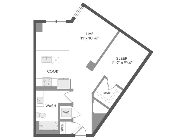 E2b floor plan, Studio, 1 Bathroom at AMLI Golden Triangle apartments