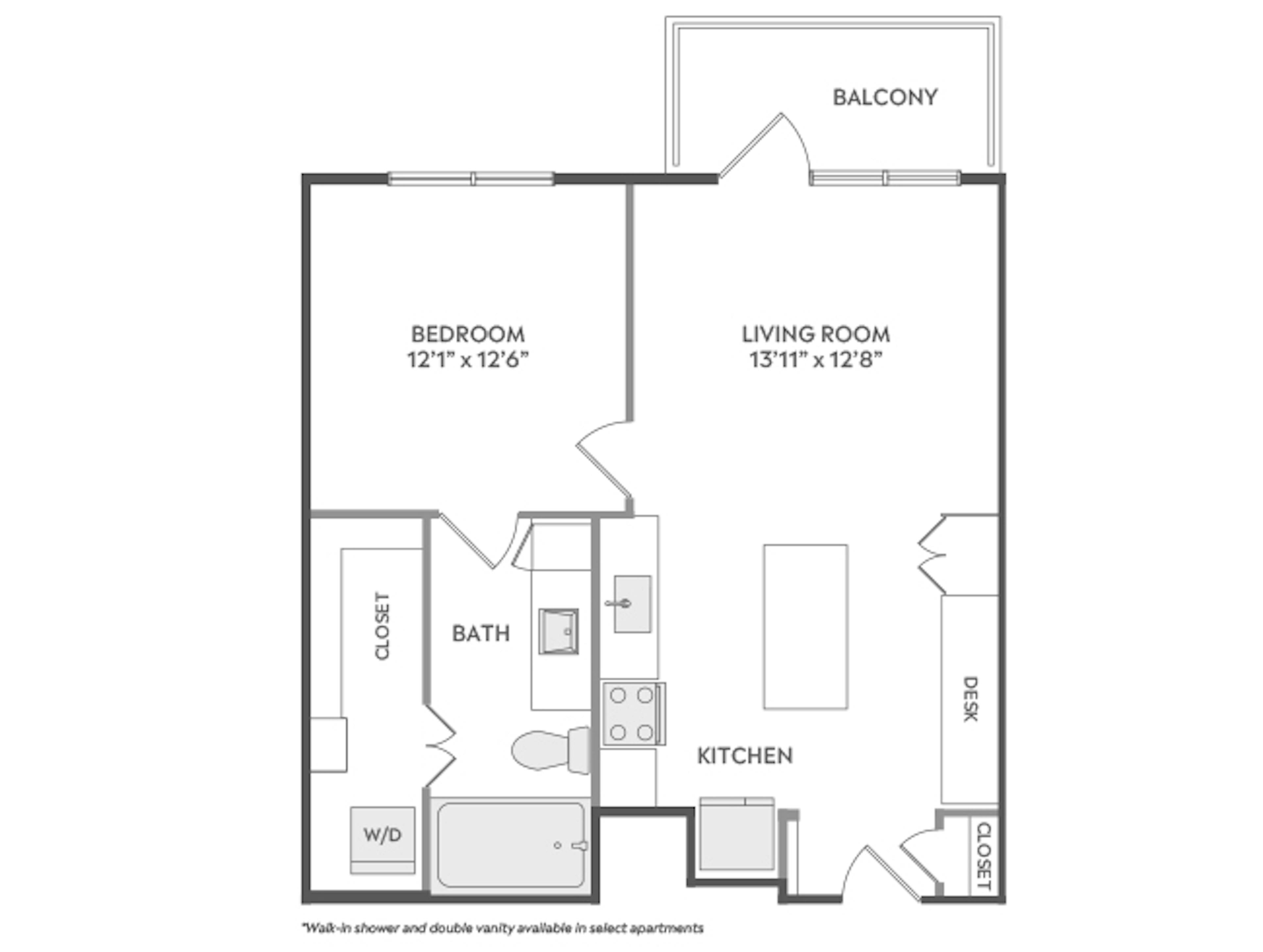 A3 floor plan, 1 Bedroom, 1 Bathroom at AMLI Lakeline apartments