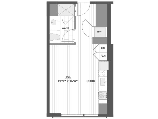 E1 floor plan, Studio, 1 Bathroom at AMLI 808 apartments