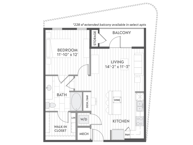 AMLI Branch Park A3a 1 bedroom floor plan image - Austin, TX