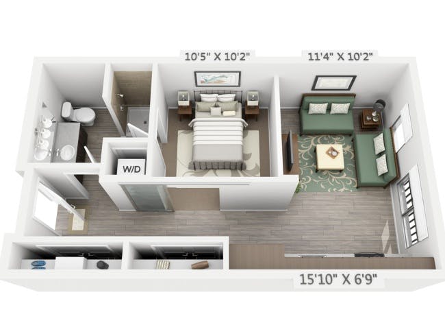 A1 floor plan, 1 Bedroom, 1 Bathroom at AMLI Cherry Creek apartments