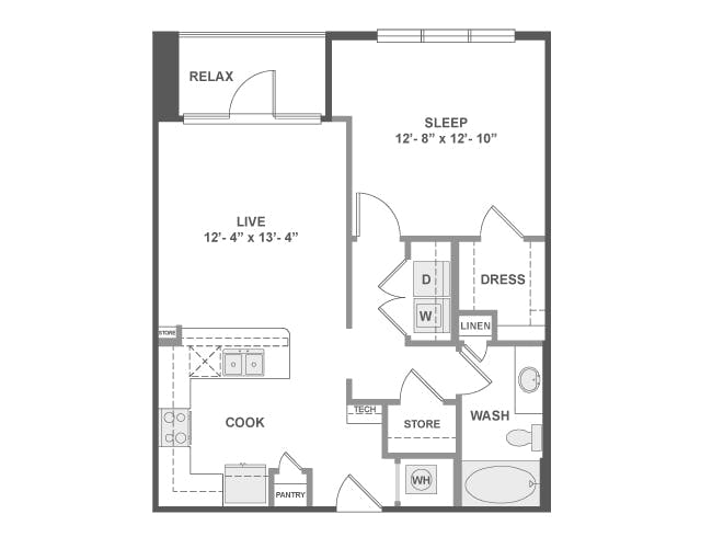 A3d floor plan, 1 Bedroom, 1 Bathroom at AMLI on Aldrich apartments