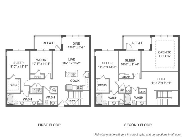 D11TX floor plan, 3 Bedroom, 3.5 Bathroom, Townhome at AMLI Covered Bridge apartments
