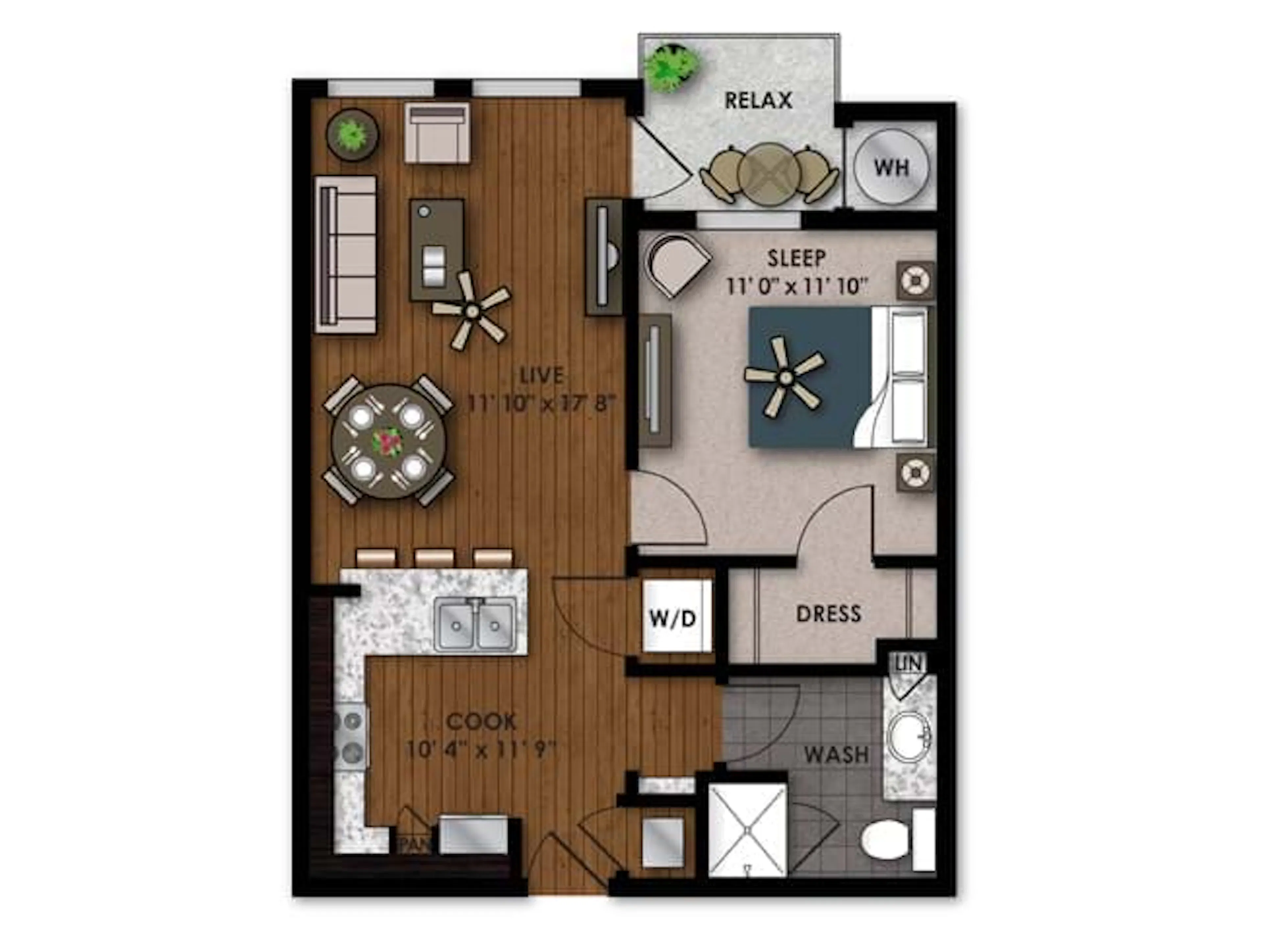 A200 floor plan, 1 Bedroom, 1 Bathroom at AMLI Riverfront Park apartments