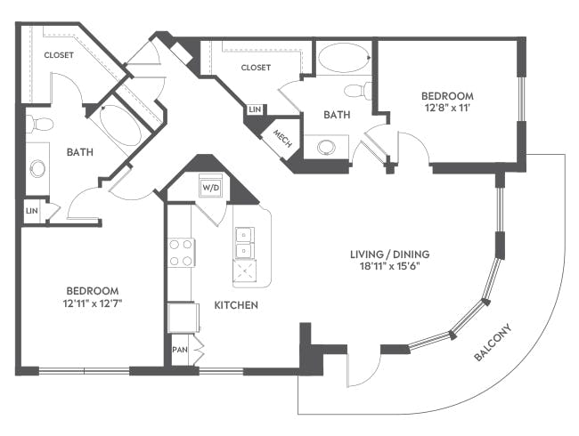 C7 floor plan, 2 Bedroom, 2 Bathroom at AMLI Joya apartments