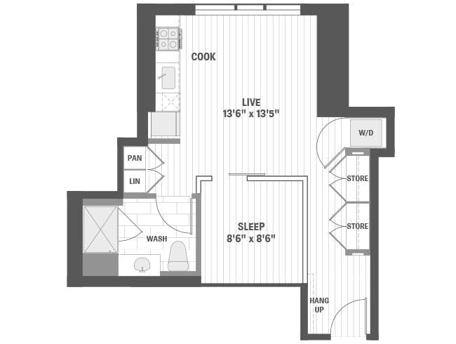 E3b floor plan, Studio, 1 Bathroom at AMLI 808 apartments