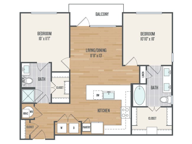 C4 floor plan, 2 Bedroom, 2 Bathroom at AMLI Grapevine apartments