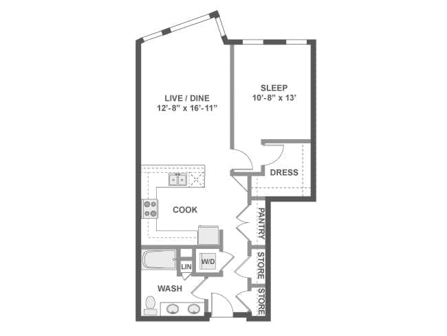 A4a floor plan, 1 Bedroom, 1 Bathroom at AMLI Wallingford apartments