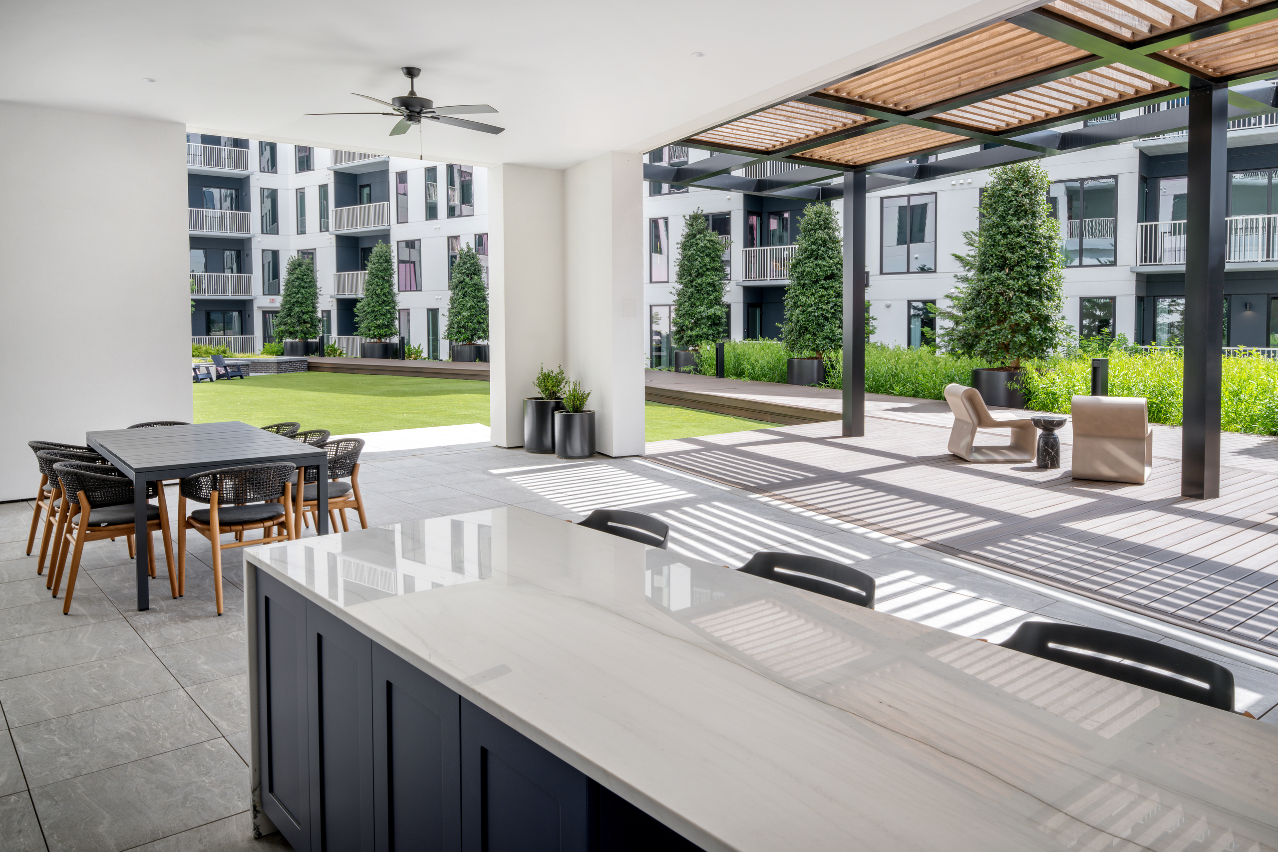 Outdoor kitchen with seating