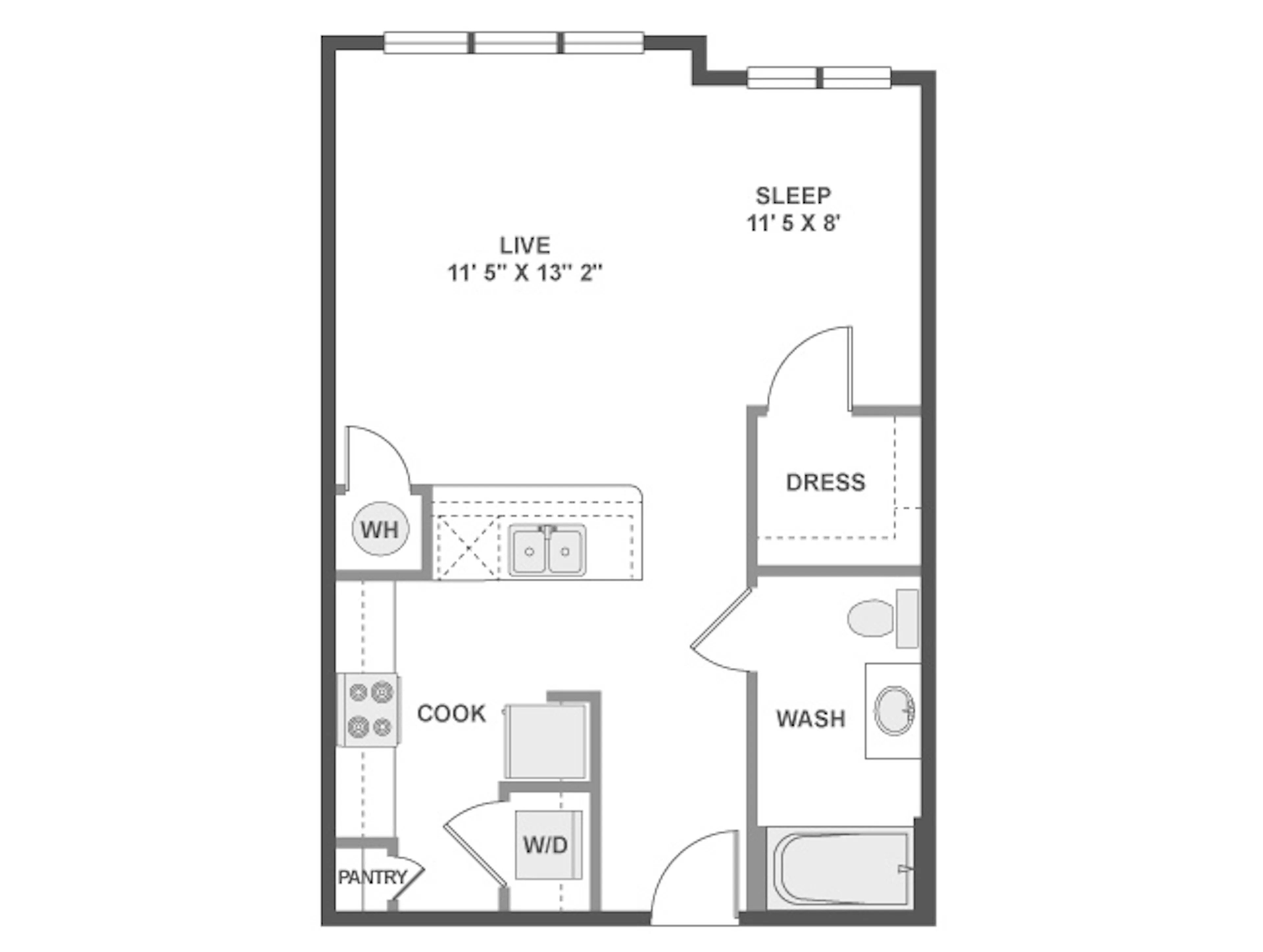 E2Z floor plan, Studio, 1 Bathroom at AMLI at Mueller apartments