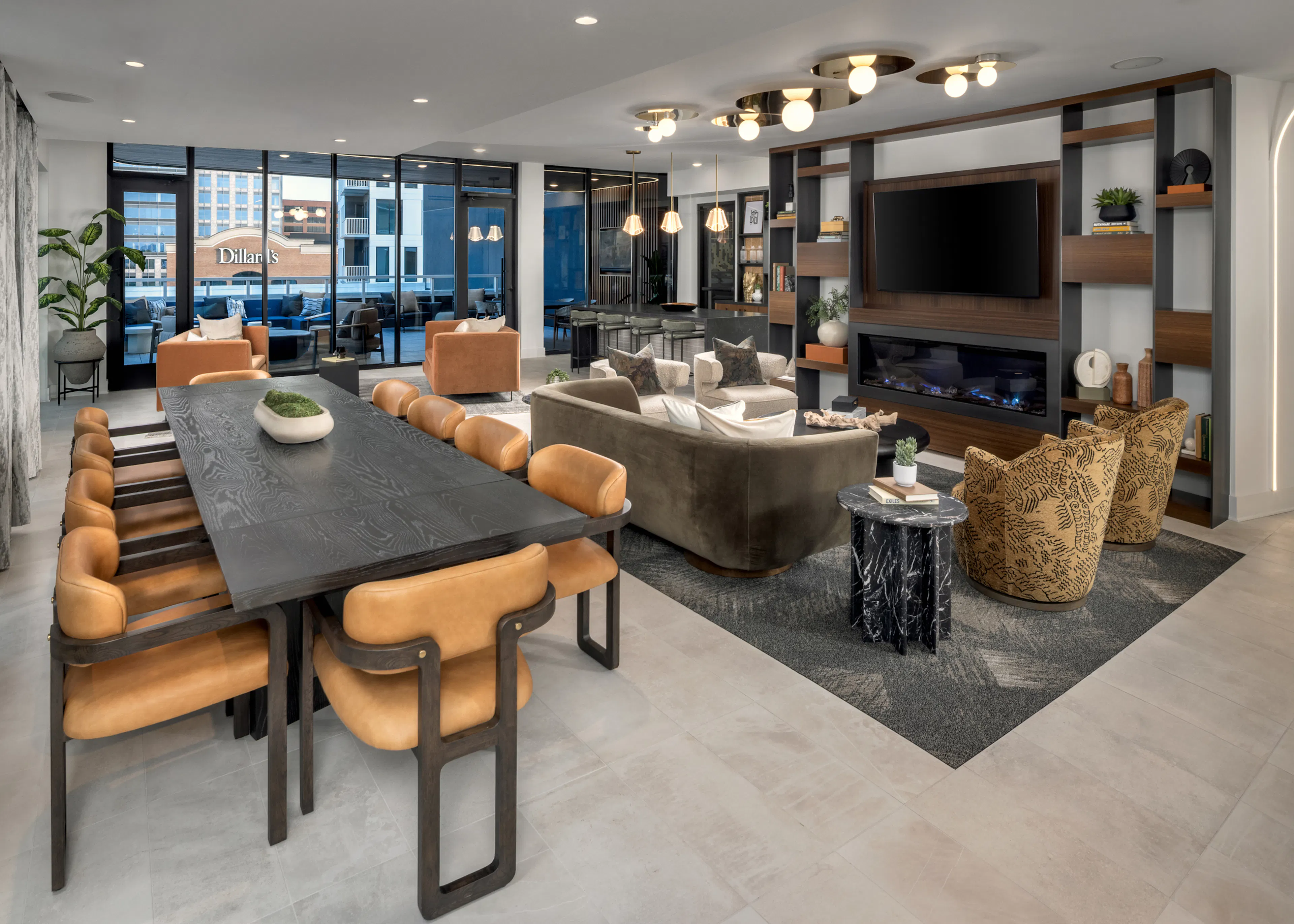 Sky lounge room with TV and bar