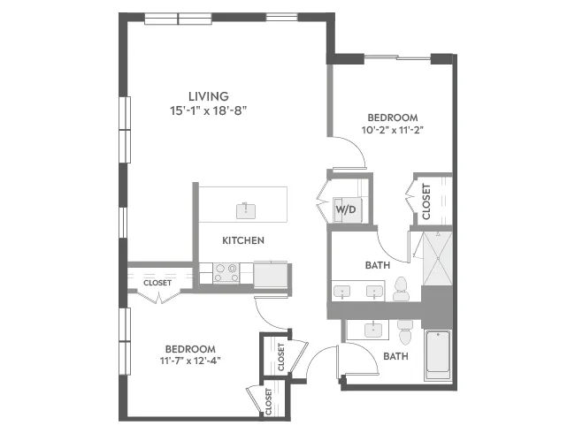 C5a floor plan, 2 Bedroom, 2 Bathroom at AMLI Redmond Way apartments