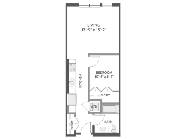 AMLI Redmond Way A2a one-bedroom floor plan image - Redmond, WA