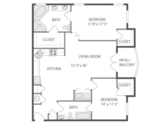 C500 floor plan, 2 Bedroom, 2 Bathroom at AMLI Lindbergh apartments