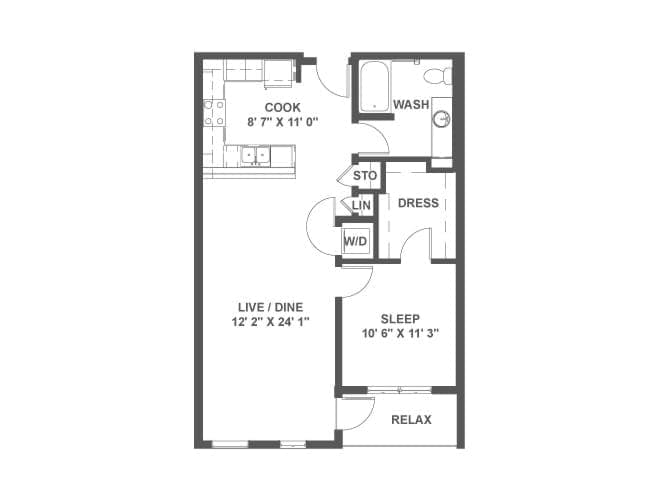 A4a floor plan, 1 Bedroom, 1 Bathroom at AMLI Mark24 apartments