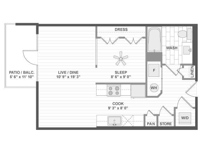 E2 floor plan, Studio, 1 Bathroom at AMLI Deerfield apartments