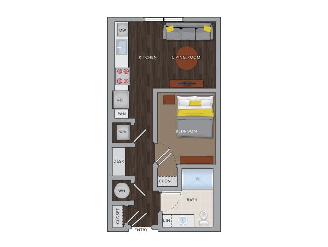 E1M floor plan, Studio, 1 Bathroom at AMLI 8800 apartments