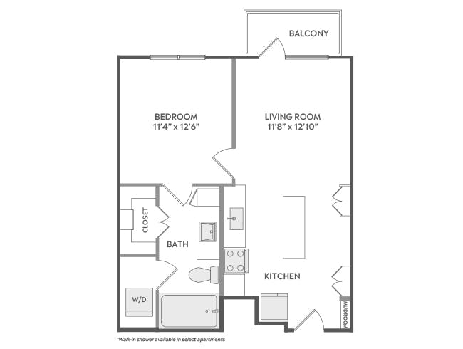 A2 floor plan, 1 Bedroom, 1 Bathroom at AMLI Lakeline apartments