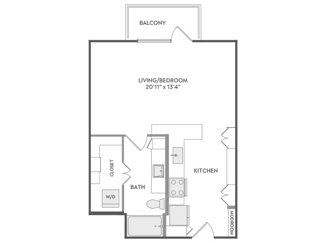 E2 floor plan, Studio, 1 Bathroom at AMLI Lakeline apartments