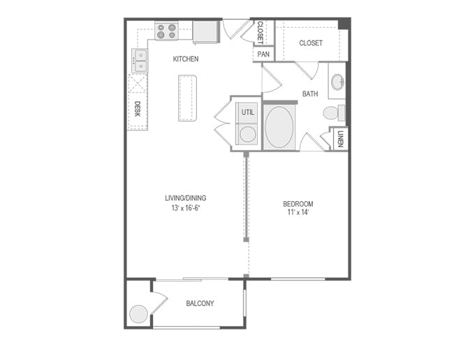Curtis Plus floor plan, 1 Bedroom, 1 Bathroom at AMLI Park Avenue apartments