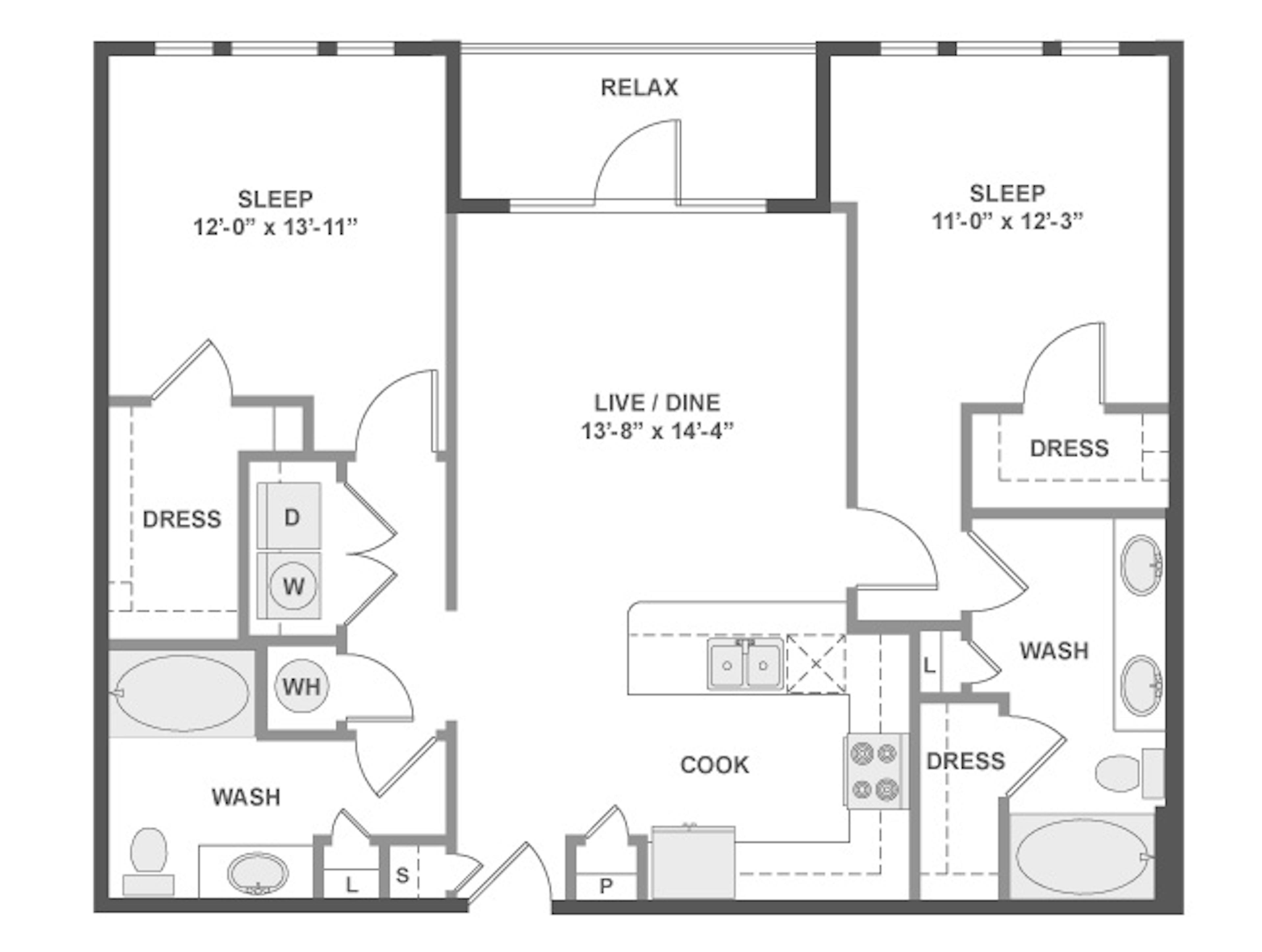 C5 floor plan, 2 Bedroom, 2 Bathroom at AMLI Frisco Crossing apartments