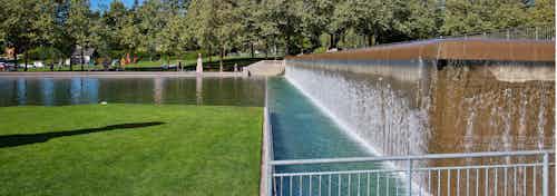 Downtown Bellevue Park near AMLI Bellevue Park gorgeous pond and walking path seating area and huge green grassy area