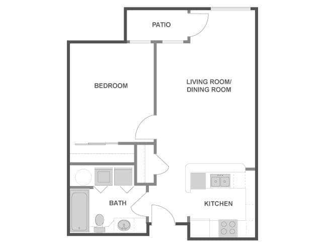 A2 floor plan, 1 Bedroom, 1 Bathroom at AMLI Bellevue Park apartments