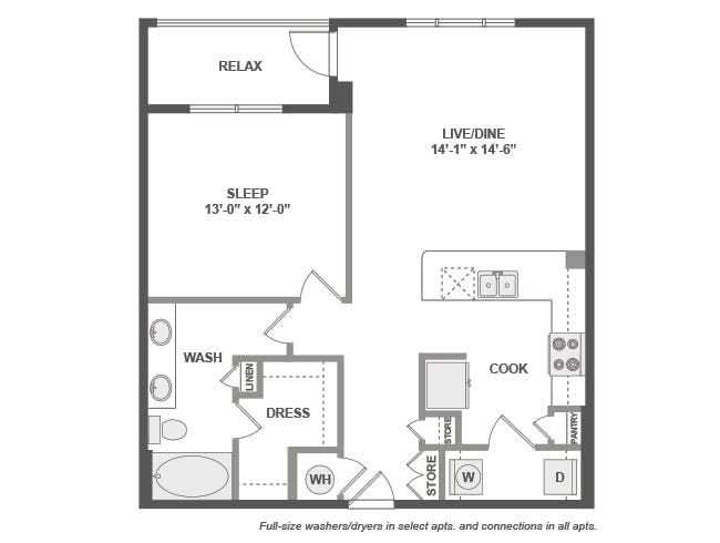 A4X floor plan, 1 Bedroom, 1 Bathroom at AMLI Covered Bridge apartments