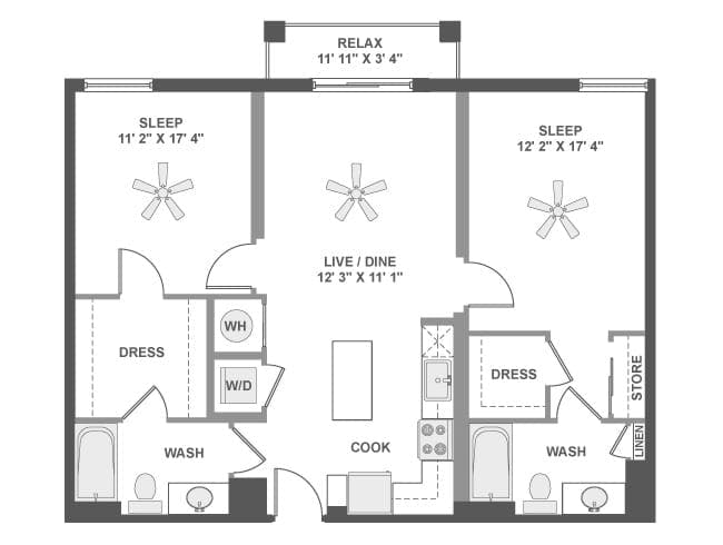 C4d floor plan, 2 Bedroom, 2 Bathroom at AMLI Dadeland apartments