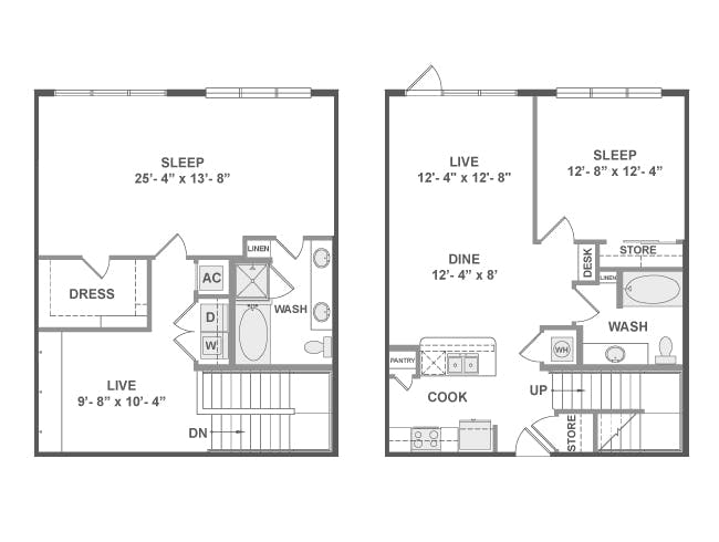 C9T floor plan, 2 Bedroom, 2 Bathroom, Townhome at AMLI on Aldrich apartments