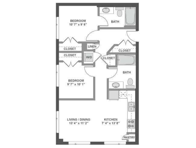 C2 floor plan, 2 Bedroom, 2 Bathroom at AMLI South Lake Union apartments