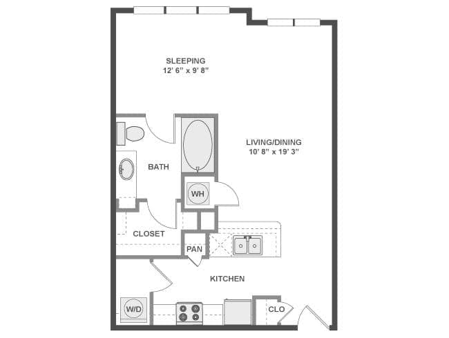 E100 floor plan, Studio, 1 Bathroom at AMLI at the Ballpark apartments