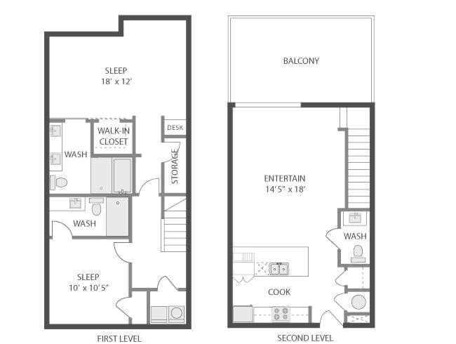 Moreland floor plan, 2 Bedroom, 2 Bathroom at AMLI Old 4th Ward apartments