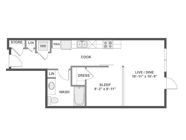 A2 floor plan, 1 Bedroom, 1 Bathroom at AMLI Wallingford apartments