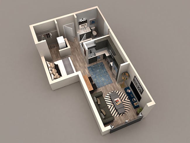 E1 floor plan, Studio, 1 Bathroom at AMLI Westside apartments