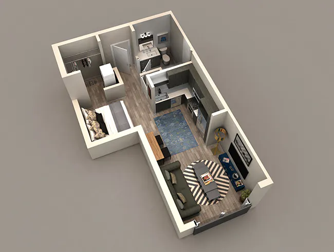 E1 floor plan, Studio, 1 Bathroom at AMLI Westside apartments