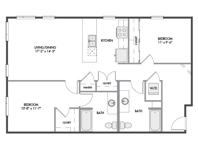 C5 floor plan, 2 Bedroom, 2 Bathroom at AMLI Spring District apartments