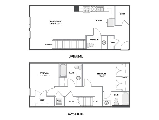 C7aT floor plan, 2 Bedroom, 2.5 Bathroom, Townhome at AMLI Spring District apartments
