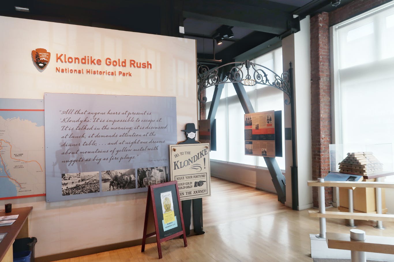 The interior entrance to the Klondike Gold Rush National Historical Park museum 