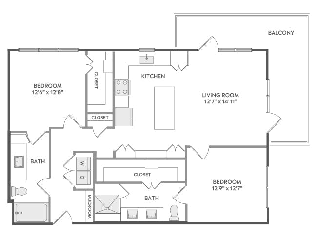C5c floor plan, 2 Bedroom, 2 Bathroom at AMLI Lakeline apartments