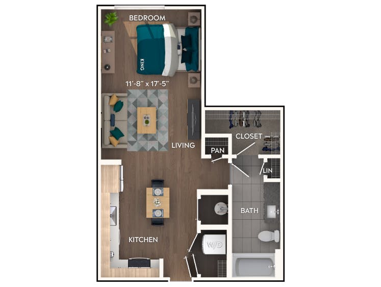 E1a floor plan, Studio, 1 Bathroom at AMLI Flatiron apartments