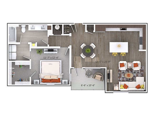 Lindbergh floor plan, 1 Bedroom, 1 Bathroom at AMLI Buckhead apartments