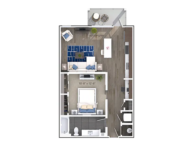 Claire (A2b) floor plan, 1 Bedroom, 1 Bathroom at AMLI Decatur apartments