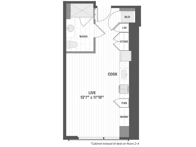E2d floor plan, Studio, 1 Bathroom at AMLI 808 apartments