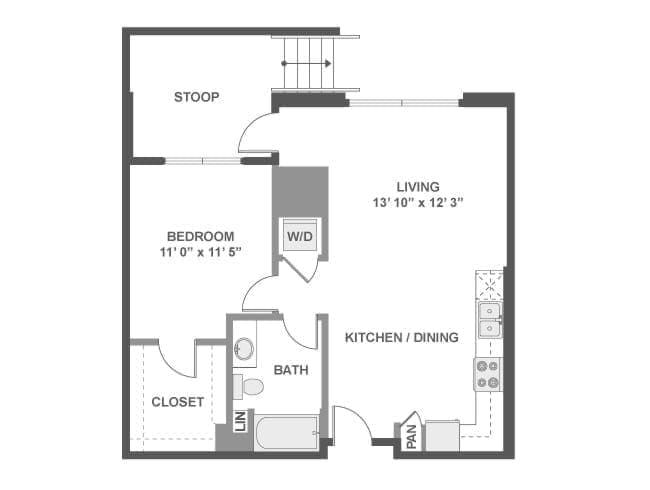 A3a floor plan, 1 Bedroom, 1 Bathroom at AMLI Lex on Orange apartments